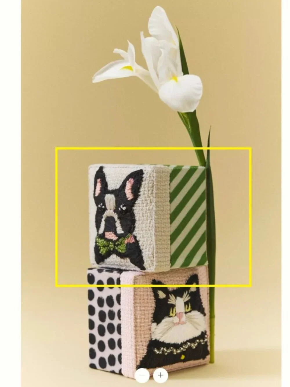 ANTHROPOLOGIE Embroidered Dog Jewelry Box NEW
